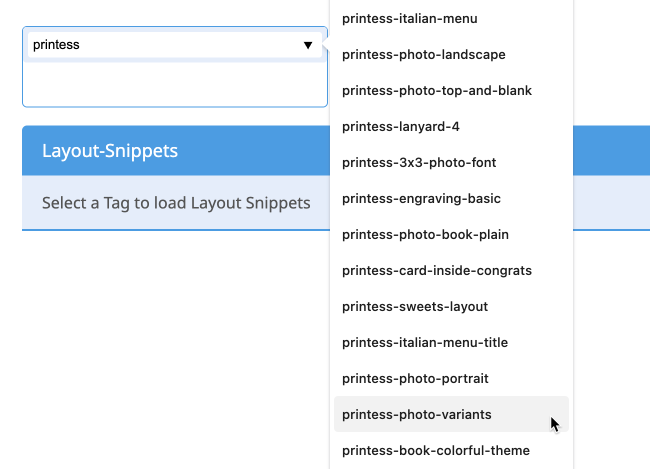 Layout Snippet Search