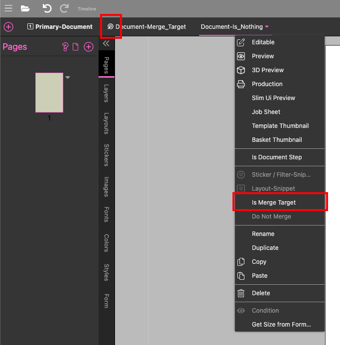 Setting the Merge Target Flag