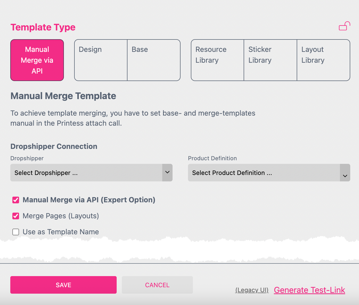 Template Type Manual Merge