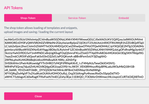 token dialog