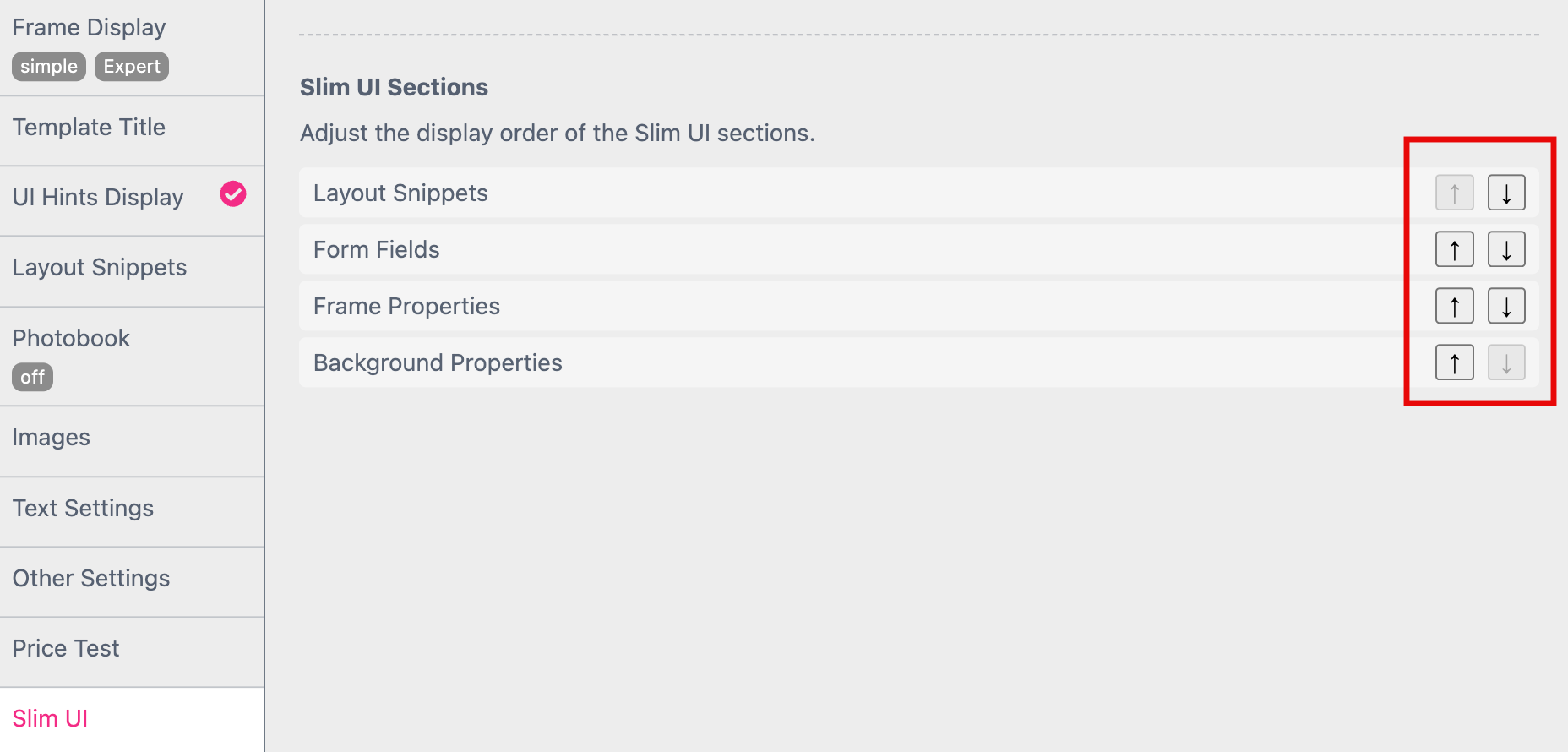 Order Slim UI Cluster