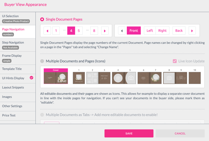 Page navigation settings