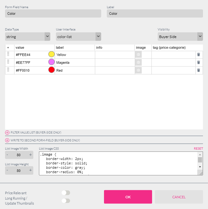 Color List Settings