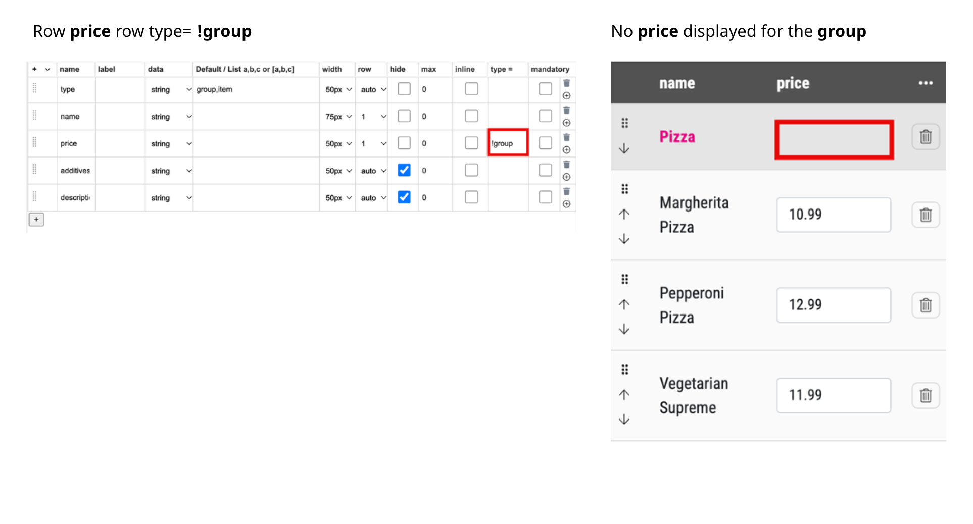Table Form Field Group Not Displayed
