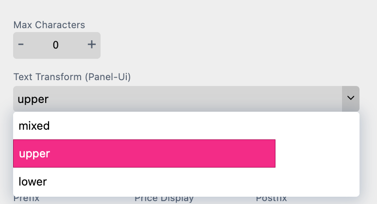Text Transform For Form Fields