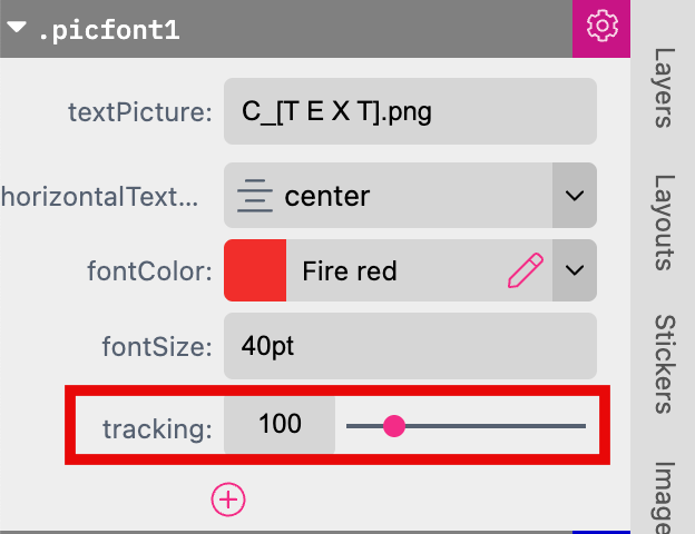 Tracking Text Picture Font