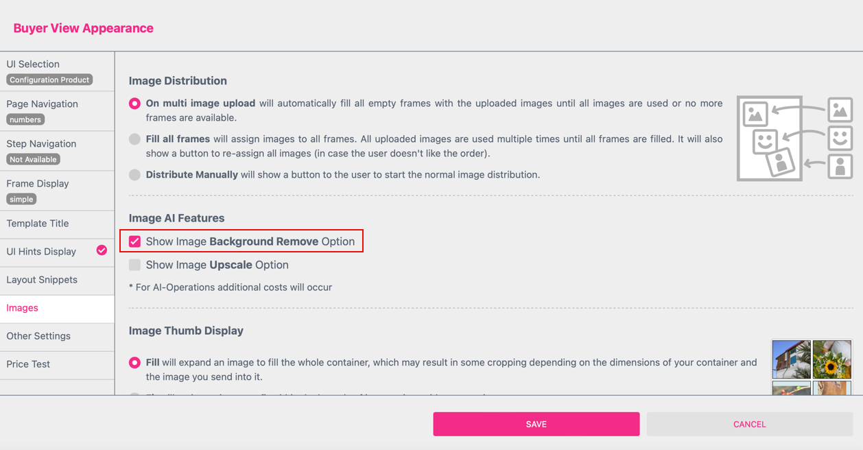Remove Background Buyer View Appearance