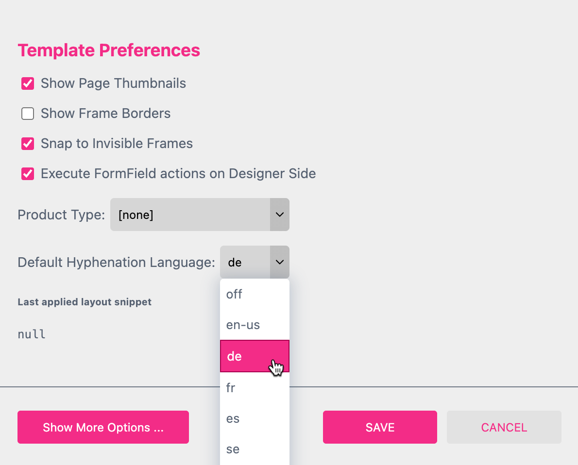Select Hyphenation Language