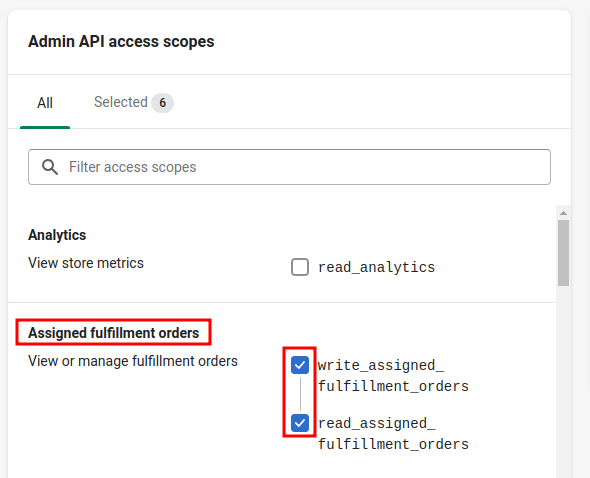 Location of the assigned fulfillment order scopes