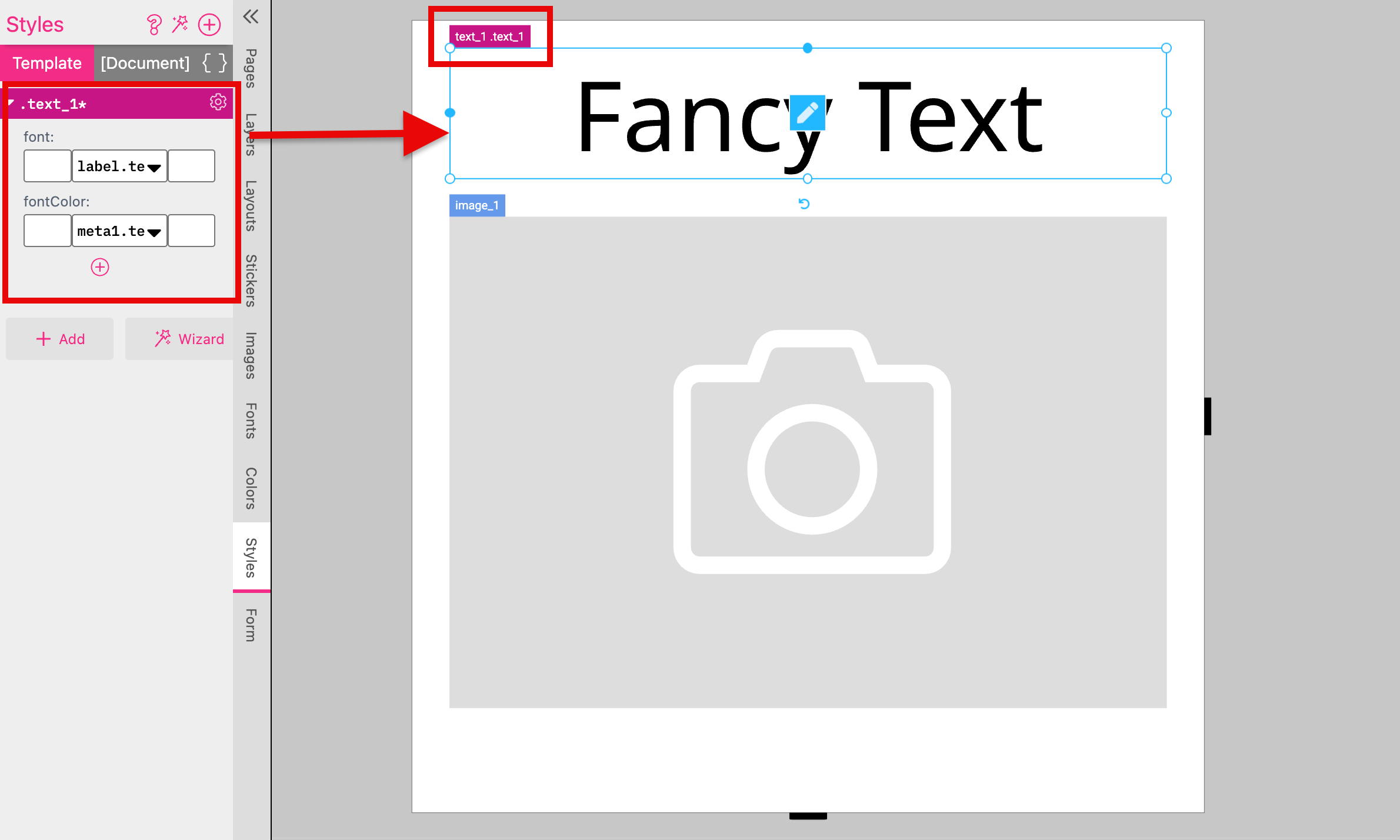 Amazon Style Assigned To Text Frame