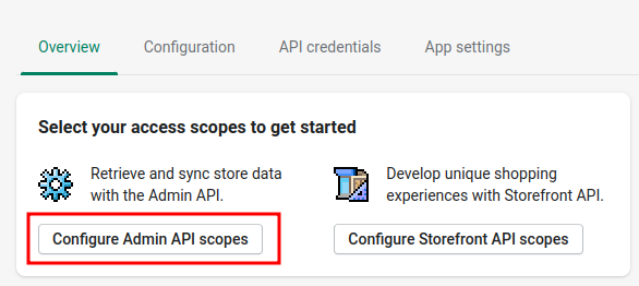 Location of the Configure Admin API scopes