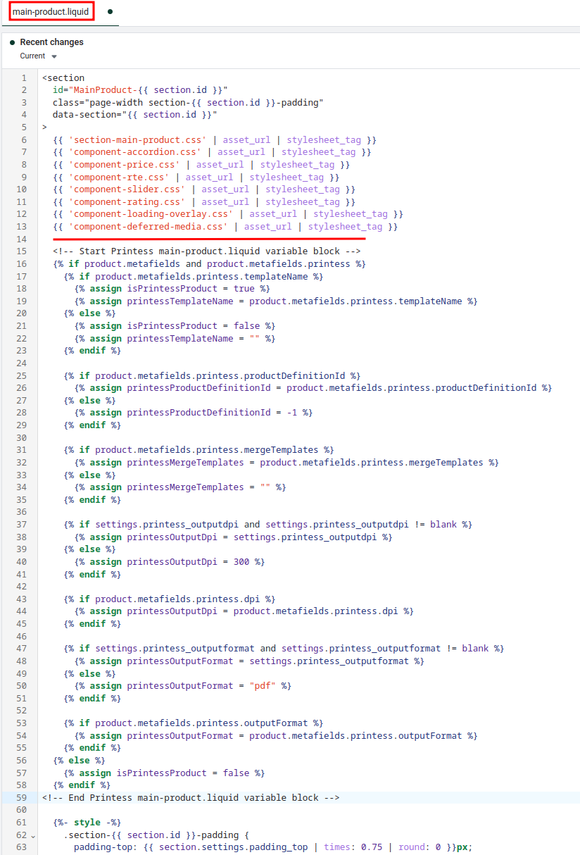 Screenshot of the pasted variable block