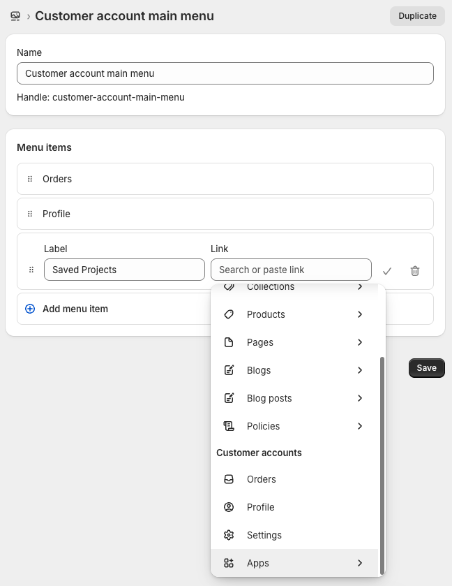 Selecting the Printess menu