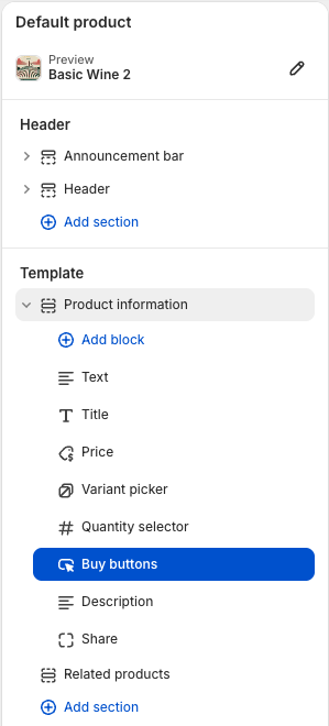 Navigate to Buy buttons