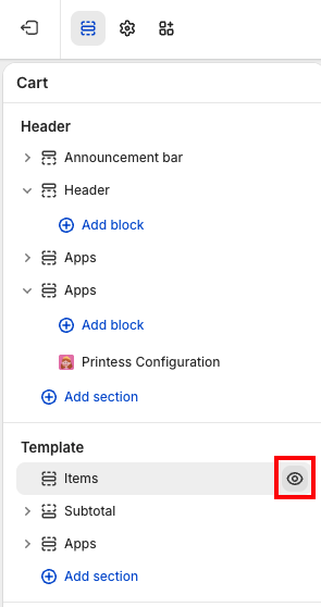 Hide default Cart