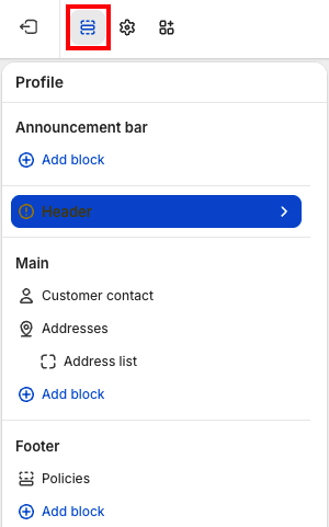 Profile Header settings