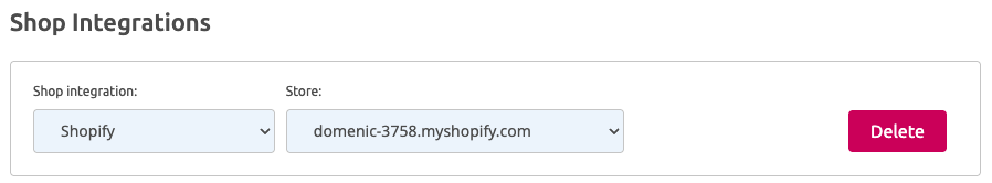 Delete shopify integration from Account Portal