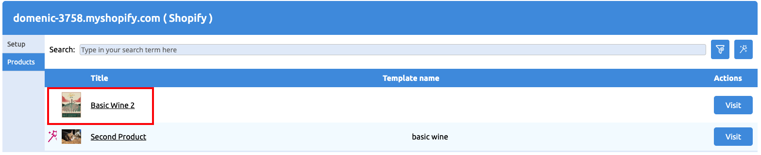 Shop Integrations Products Tab