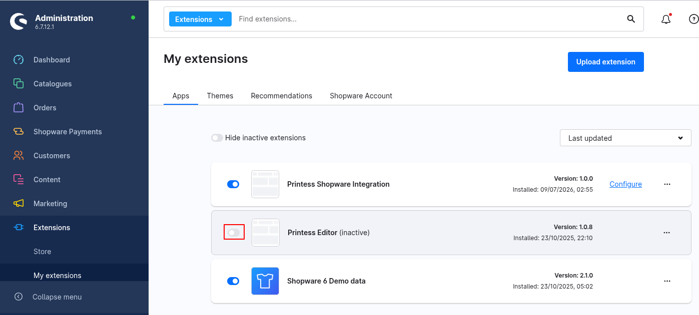 Deactivate the old Printess Plugin before using the new one