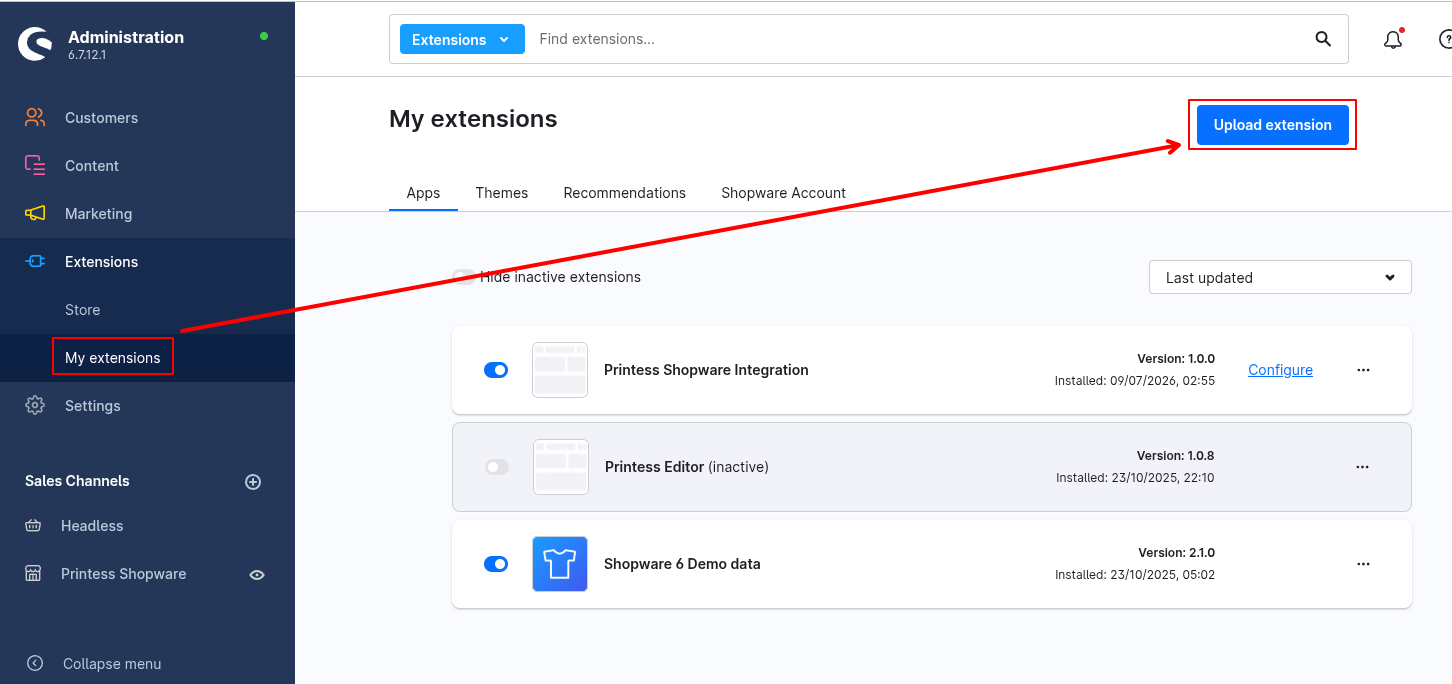 Upload the extension