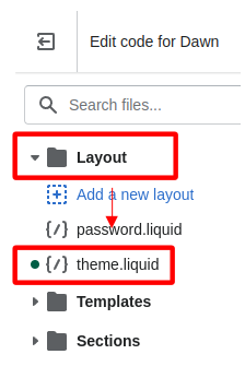 Location of the theme.liquid file