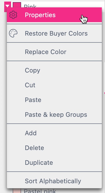 Colors Context Menu