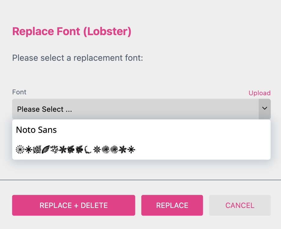 Replace font