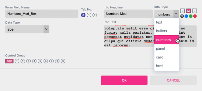 Label Form Field Properties