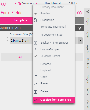 Document Size enabled