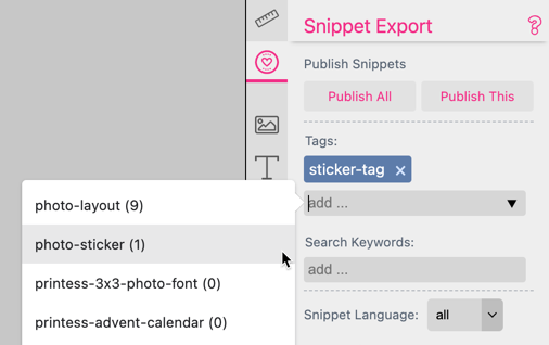 Sticker Snippet Tags