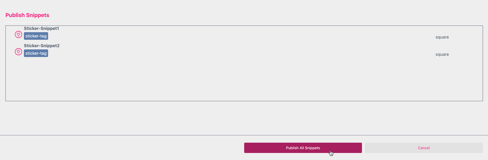 Publish Sticker Snippet