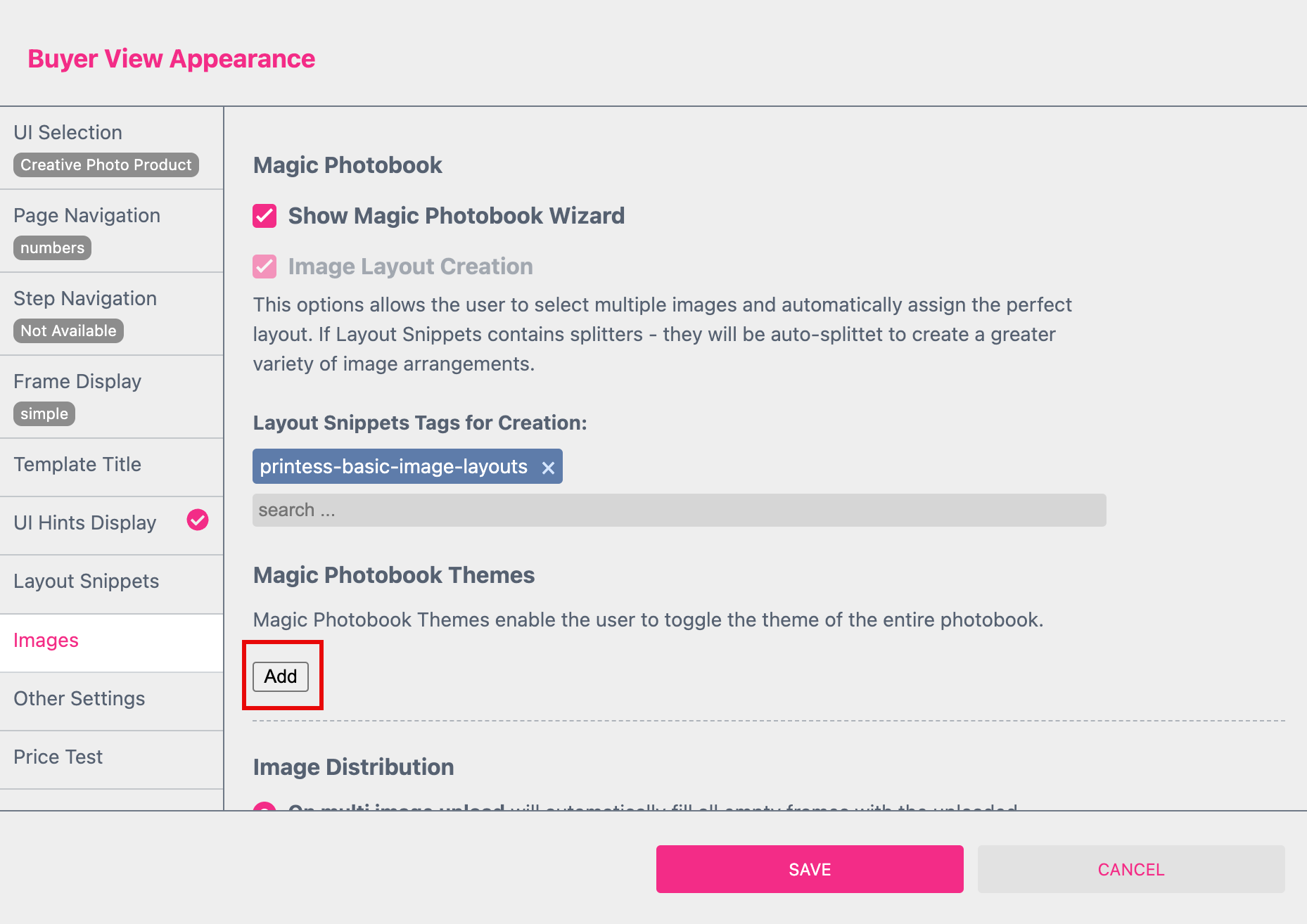 Add Button Photo Book Themes
