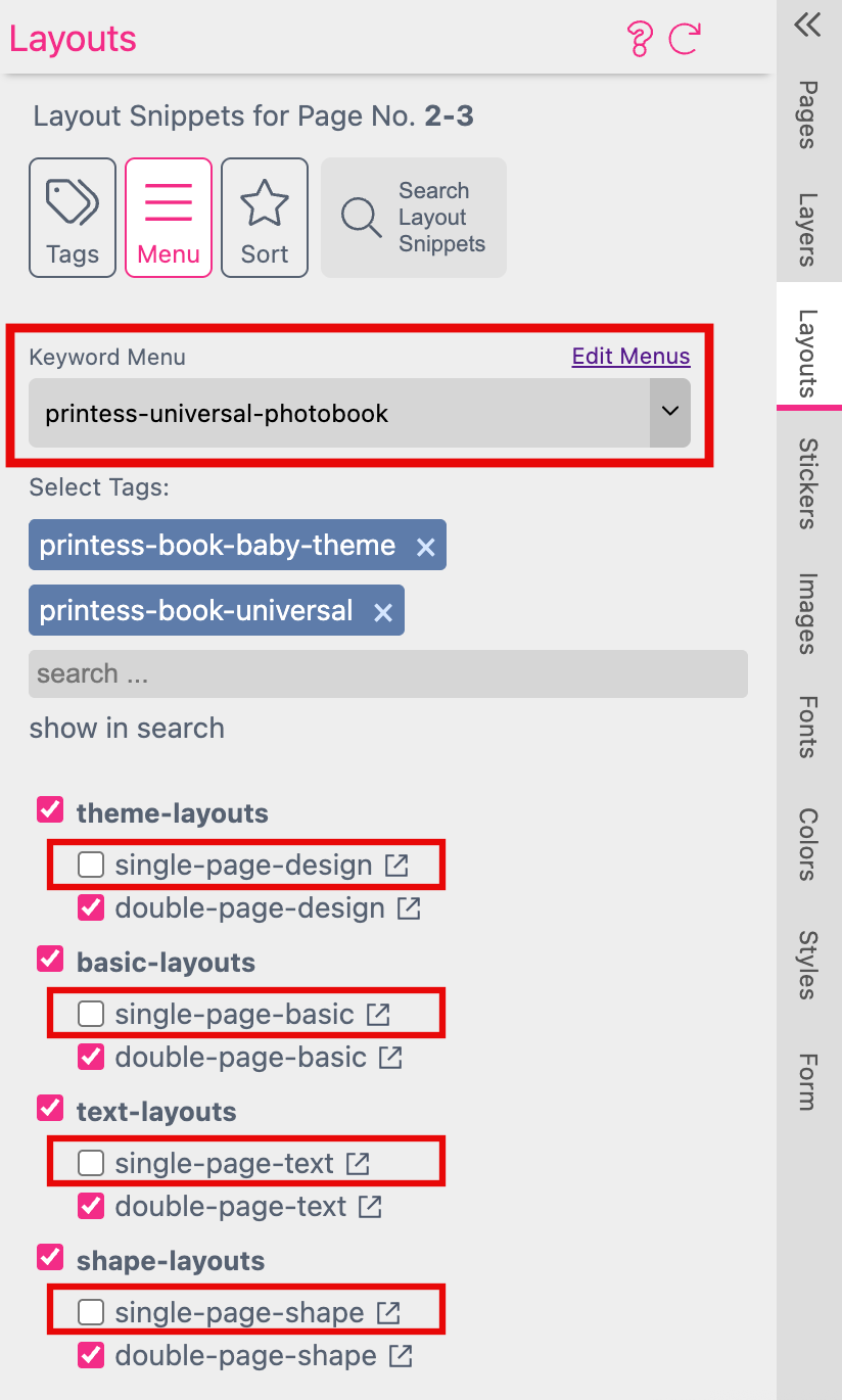 Layout Snippet Assignment Double Pages