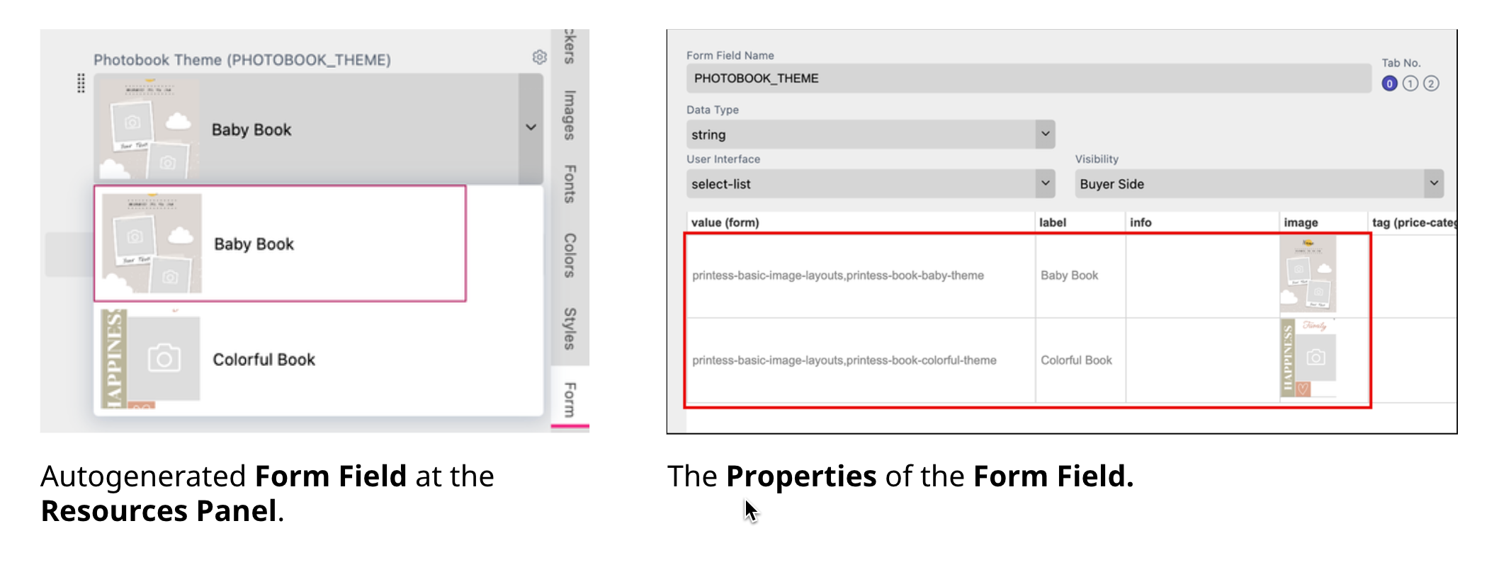 Auto Form Field Photo Book Themes