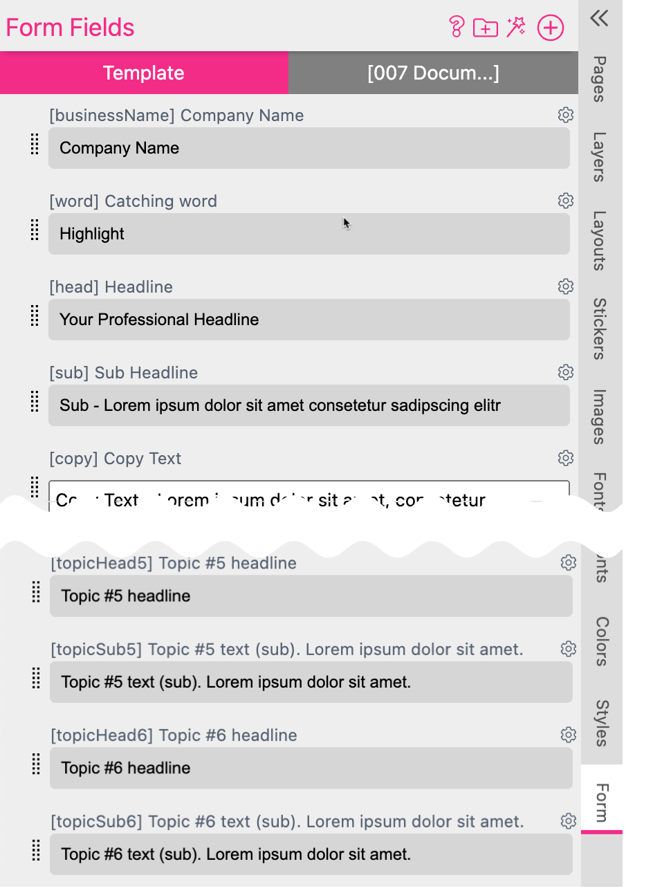 Magic Layout Form Fields
