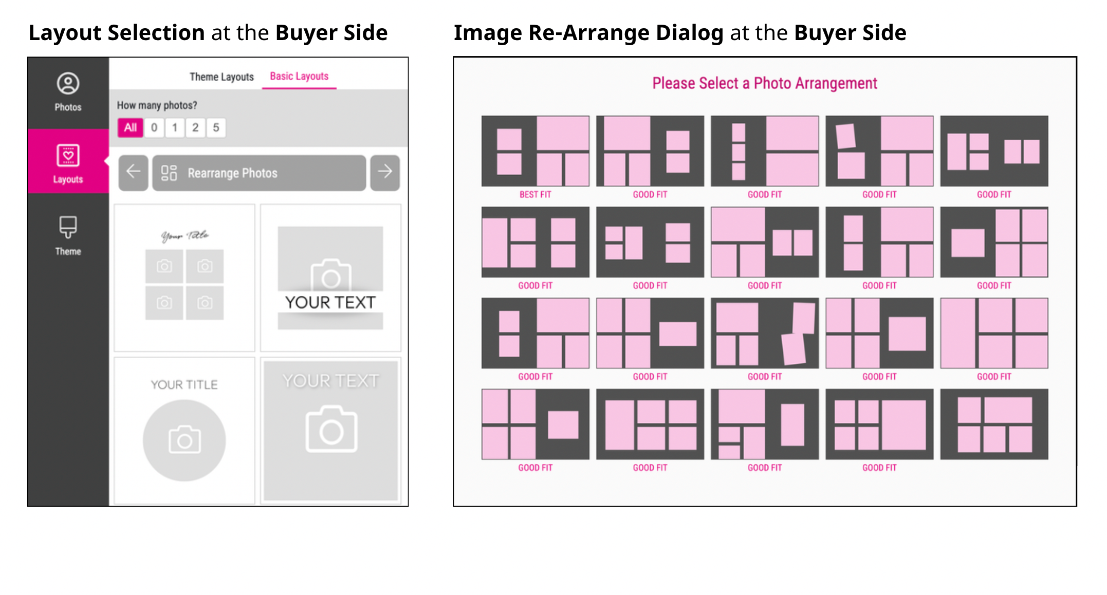 Buyer Side Layout Selection And Rearrange Images