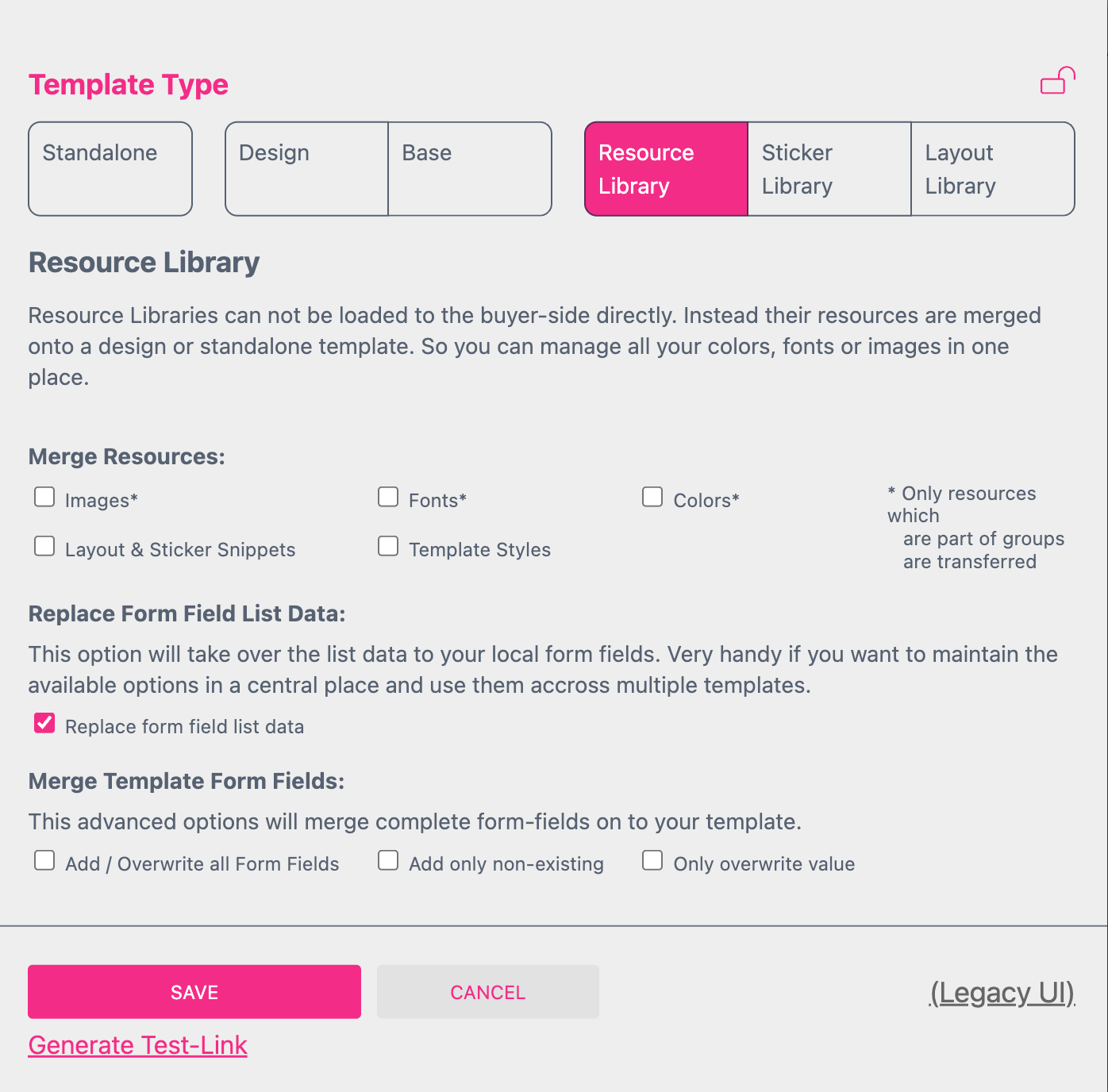 Resource Library Dialog