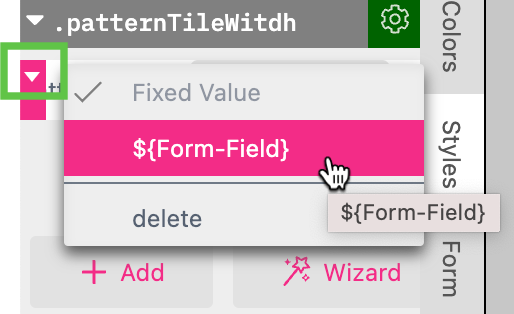 Pattern Tile Width by Form Field