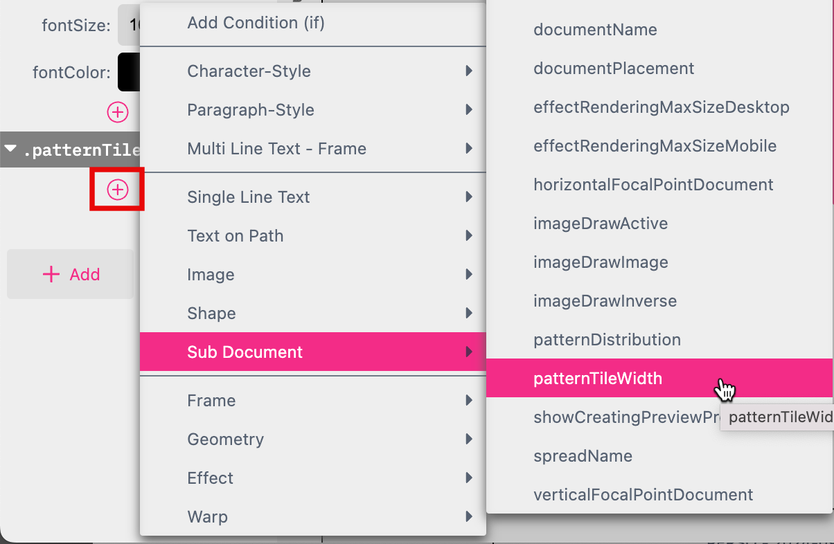 Add Pattern Tile Width to Style
