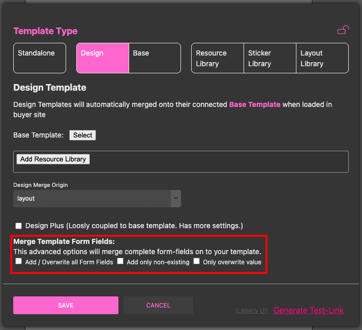 Merge Origin Formfield Options